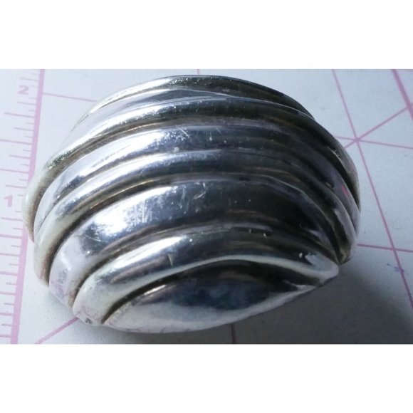 Signed Frederick Jean Duclos Bold Sterling Silver Electroform Striped Dome Earri - Picture 14 of 14
